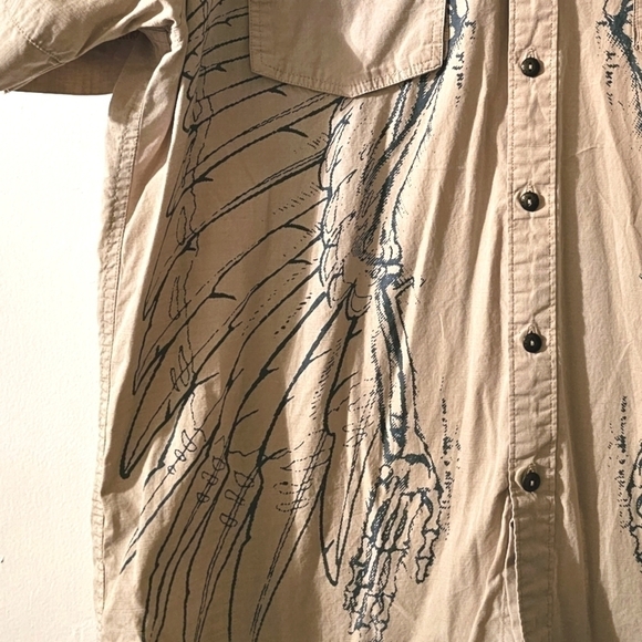 Nostic Embroidered Button Shirt 2XL Beige Red Vintage NWOT - Picture 7 of 8